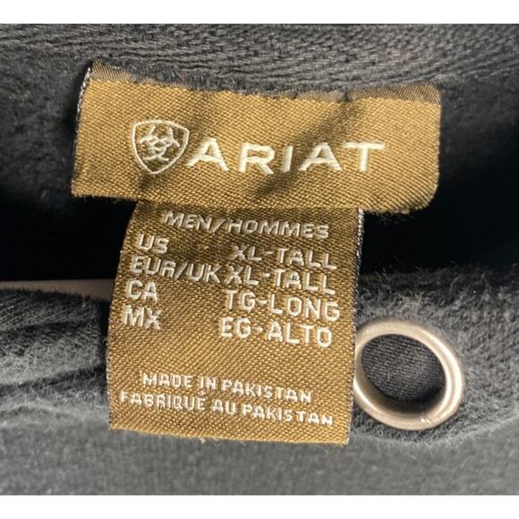Ariat Mens XL Tall Black Graphic Logo Pullover Hoodie No Drawstring - Picture 3 of 5
